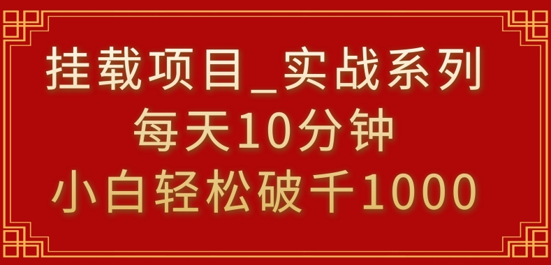 挂载项目，小白轻松破1000，每天10分钟，实战系列保姆级教程【揭秘】-副业资源站