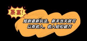 短剧最新玩法，新手当天就可以有收入，收入轻松破万【揭秘】-副业资源站