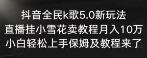 抖音全民k歌5.0新玩法，直播挂小雪花卖教程月入10万，小白轻松上手，保姆及教程来了【揭秘】-副业资源站