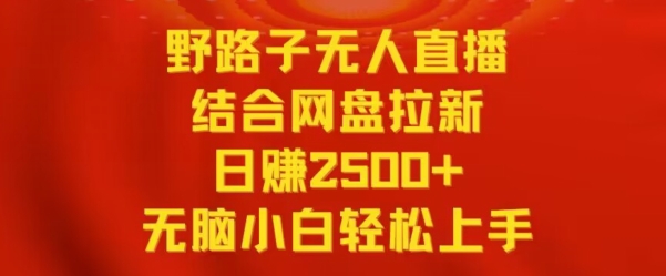 野路子无人直播结合网盘拉新，日赚2500+，小白无脑轻松上手【揭秘】-副业资源站