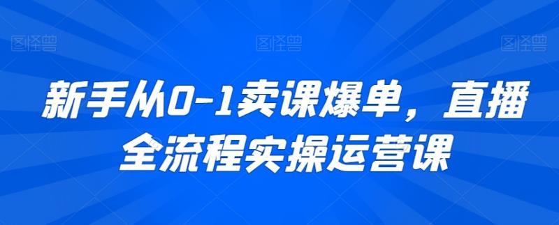 新手从0-1卖课爆单，直播全流程实操运营课-副业资源站