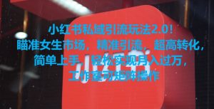 小红书私域引流玩法2.0！瞄准女生市场，精准引流，超高转化，简单上手【揭秘】-副业资源站