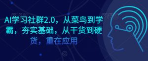 AI学习社群2.0，从菜鸟到学霸，夯实基础，从干货到硬货，重在应用-副业资源站