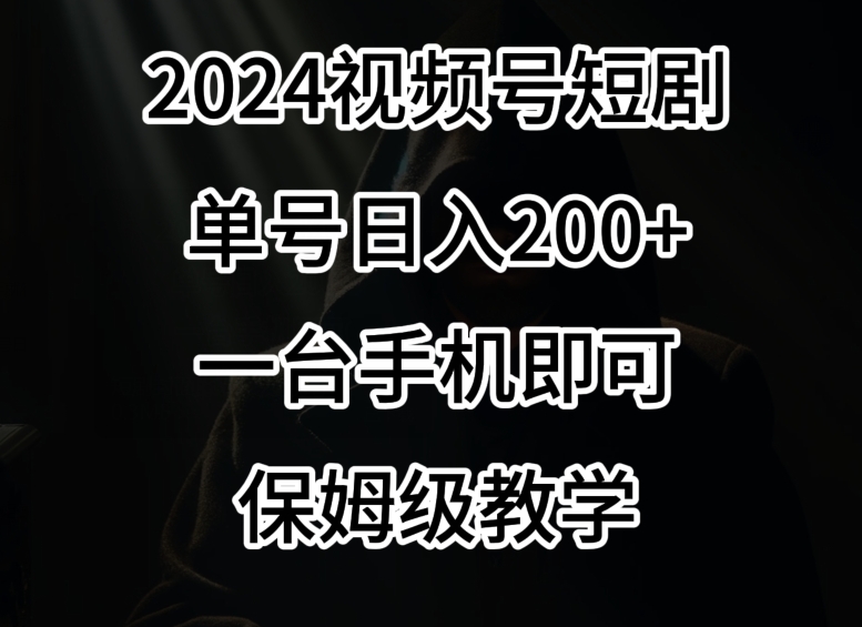 2024风口，视频号短剧，单号日入200+，一台手机即可操作，保姆级教学【揭秘】-副业资源站