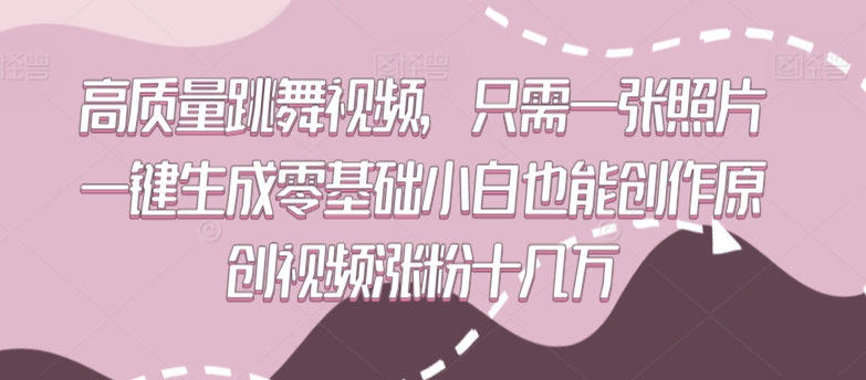 高质量跳舞视频，只需一张照片一键生成零基础小白也能创作原创视频涨粉十几万【揭秘】-副业资源站