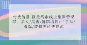 付费流量·巨量线索线上集训营课程,美发/美容/舞蹈培训/二手车/游戏/装修等付费投流-副业资源站