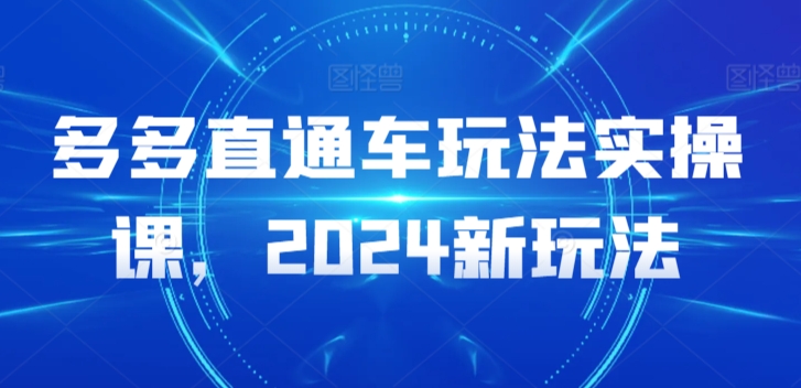 多多直通车玩法实操课，2024新玩法-副业资源站