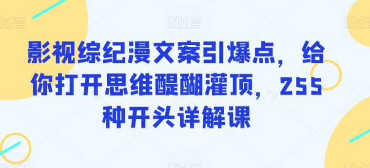 影视综纪漫文案引爆点，给你打开思维醍醐灌顶，255种开头详解课-副业资源站