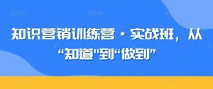 知识营销训练营·实战班，从“知道”到“做到”-副业资源站