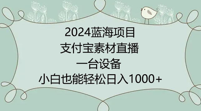 2024年蓝海项目，支付宝素材直播，无需出境，小白也能日入1000+ ，实操教程【揭秘】-副业资源站