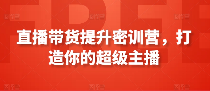 直播带货提升密训营，打造你的超级主播-副业资源站