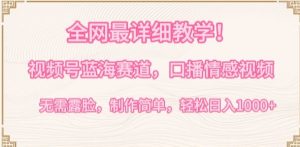 全网最详细教学，视频号蓝海赛道，口播情感视频，无需露脸，制作简单，轻松实现日入1000+【揭秘】-副业资源站