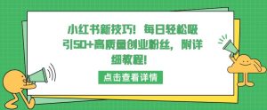 小红书新技巧，每日轻松吸引50+高质量创业粉丝，附详细教程【揭秘】-副业资源站