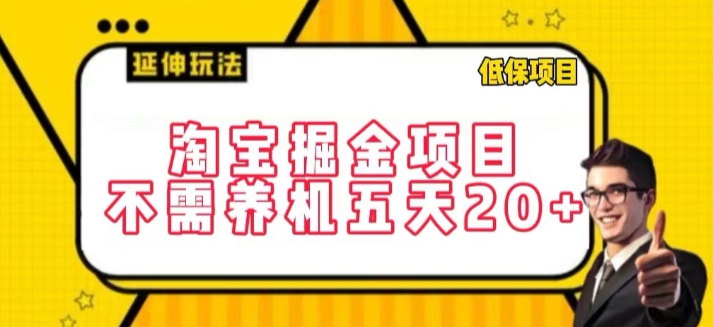 淘宝掘金项目，不需养机，五天20+，每天只需要花三四个小时【揭秘】-副业资源站