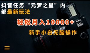 抖音任务“元梦之星”内部最新玩法，新手小白无脑操作，轻松月入10000+【揭秘】-副业资源站