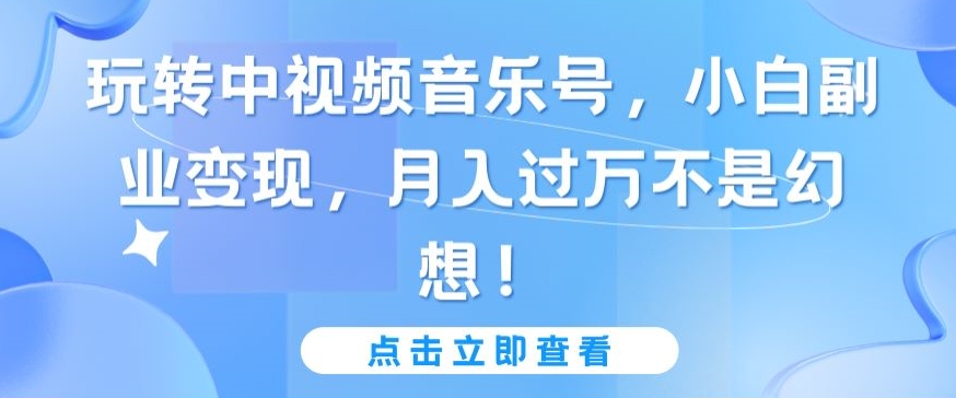 玩转中视频音乐号，小白副业变现，月入过万不是幻想【揭秘】-副业资源站