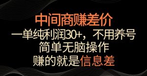 中间商赚差价，一单纯利润30+，简单无脑操作，赚的就是信息差，轻轻松松日入1000+【揭秘】-副业资源站