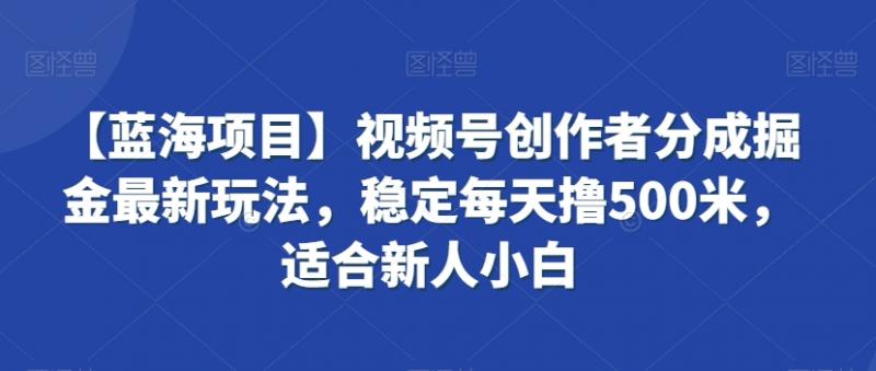 【蓝海项目】视频号创作者分成掘金最新玩法，稳定每天撸500米，适合新人小白【揭秘】-副业资源站