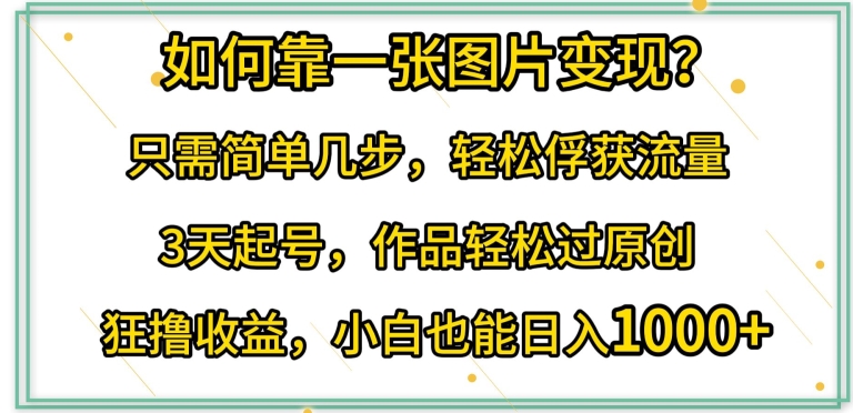 如何靠一张图片变现?只需简单几步，轻松俘获流量，3天起号，作品轻松过原创【揭秘】-副业资源站