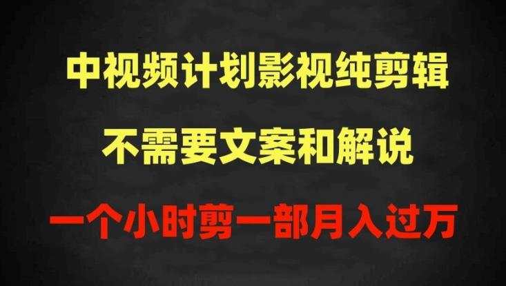 中视频计划影视纯剪辑，不需要文案和解说，一个小时剪一部，100%过原创月入过万【揭秘】-副业资源站