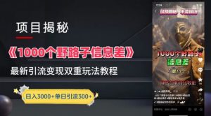 一千个野路子信息差最新玩法教程-变现+引流的玩法具体拆解【揭秘】-副业资源站