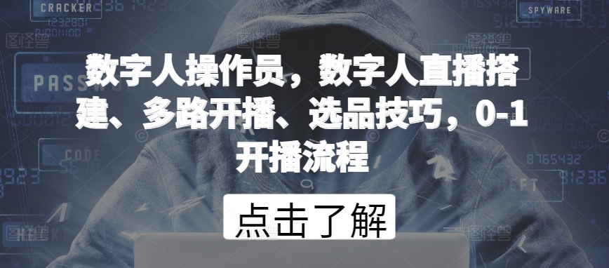 数字人操作员，数字人直播搭建、多路开播、选品技巧，0-1开播流程-副业资源站