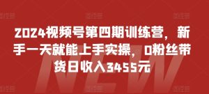 2024视频号第四期训练营，新手一天就能上手实操，0粉丝带货日收入3455元-副业资源站