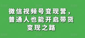 微信视频号变现营，普通人也能开启带货变现之路-副业资源站
