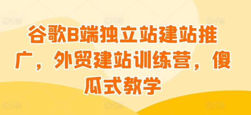 谷歌B端独立站建站推广，外贸建站训练营，傻瓜式教学-副业资源站