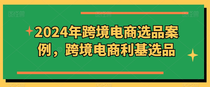 2024年跨境电商选品案例，跨境电商利基选品-副业资源站