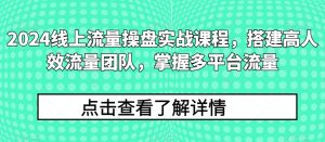 2024线上流量操盘实战课程，搭建高人效流量团队，掌握多平台流量-副业资源站