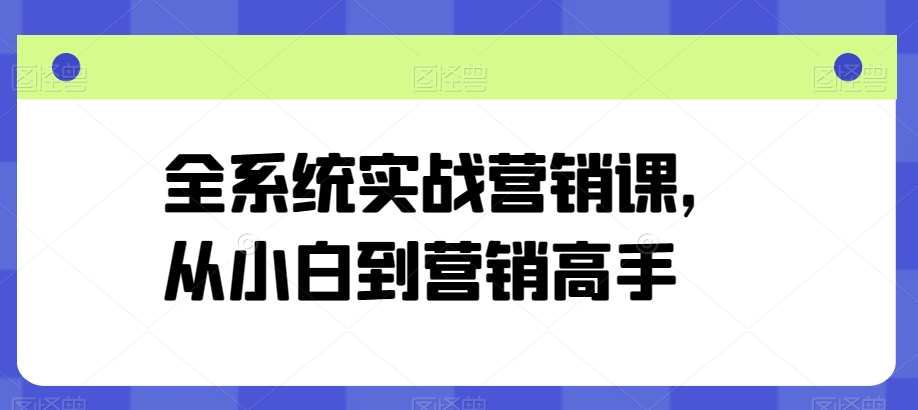 全系统实战营销课，从小白到营销高手-副业资源站