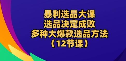 暴利选品大课：选品决定成败，教你多种大爆款选品方法(12节课)-副业资源站