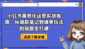 小红书高转化运营实战指南，从爆款笔记到爆单玩法的链路全打通-副业资源站