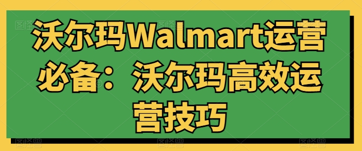 沃尔玛Walmart运营必备：沃尔玛高效运营技巧-副业资源站