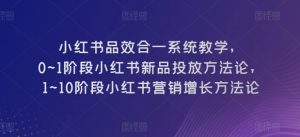 小红书品效合一系统教学，​0~1阶段小红书新品投放方法论，​1~10阶段小红书营销增长方法论-副业资源站