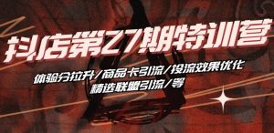 抖音小店·第27期特训营 体验分拉升/商品卡引流/投流效果优化/精选联盟引流/等-副业资源站