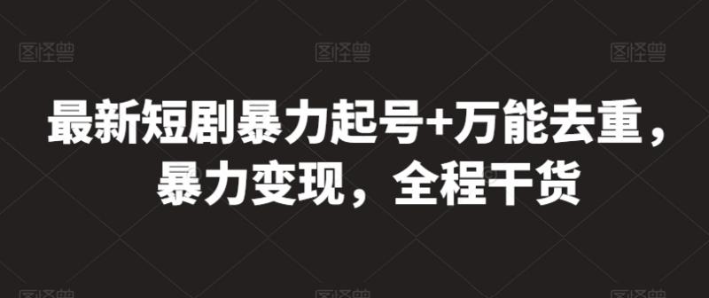 最新短剧暴力起号+万能去重，暴力变现，全程干货【揭秘】-副业资源站