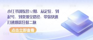 小红书训练营12期，从定位、到起号、到变现全路径，带你快速打通爆款任督二脉-副业资源站
