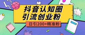 外面收费3980抖音认知圈引流创业粉玩法日引200+精准粉【揭秘】-副业资源站