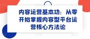 内容运营基本功：从零开始掌握内容型平台运营核心方法论-副业资源站