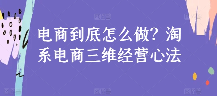 电商到底怎么做？淘系电商三维经营心法-副业资源站