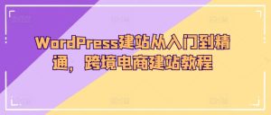 WordPress建站从入门到精通，跨境电商建站教程-副业资源站