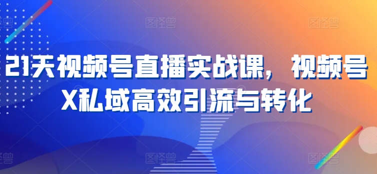 21天视频号直播实战课，视频号X私域高效引流与转化-副业资源站