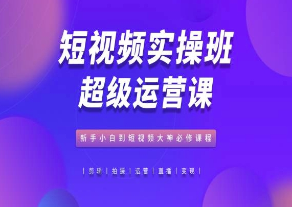 短视频实操班超级运营课，新手小白到短视频大神必修课程-副业资源站