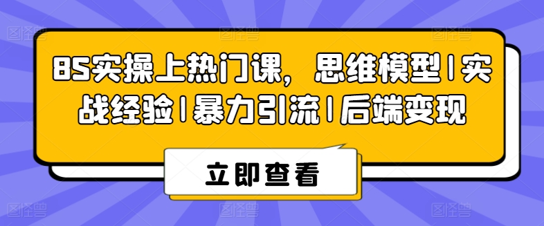 8S实操上热门课，思维模型|实战经验|暴力引流|后端变现-副业资源站