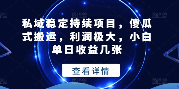 私域稳定持续项目，傻瓜式搬运，利润极大，小白单日收益几张【揭秘】-副业资源站