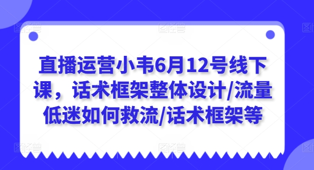 直播运营小韦6月12号线下课，话术框架整体设计/流量低迷如何救流/话术框架等-副业资源站