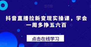 抖音直播拉新变现实操课，学会一周多挣五六百-副业资源站