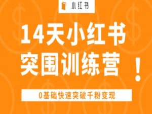 14天小红书突围训练营 ，0基础快速突破千粉变现-副业资源站
